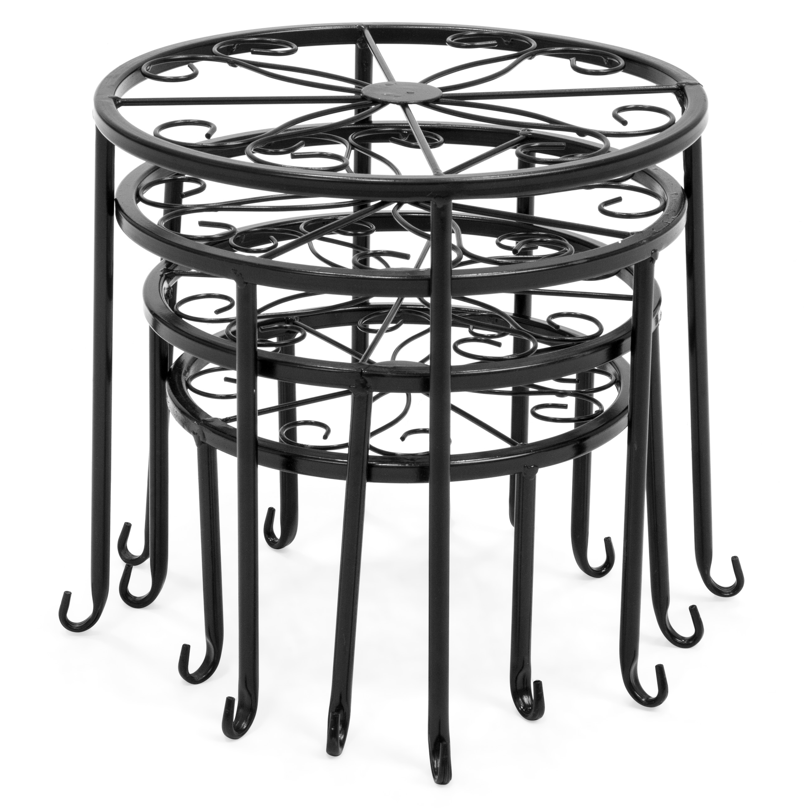 BCP Set of 4 Indoor Outdoor Metal Nesting Plant Stands, Flower Pot