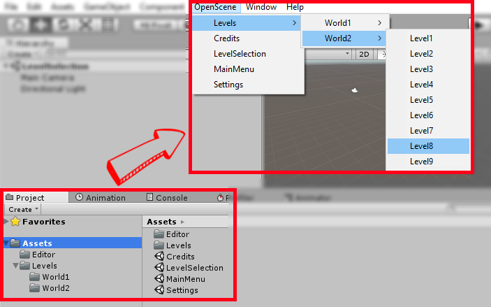 Open Scenes Shortcut Menu