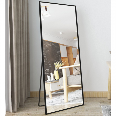Espejo de pie negro, 147x37cm
