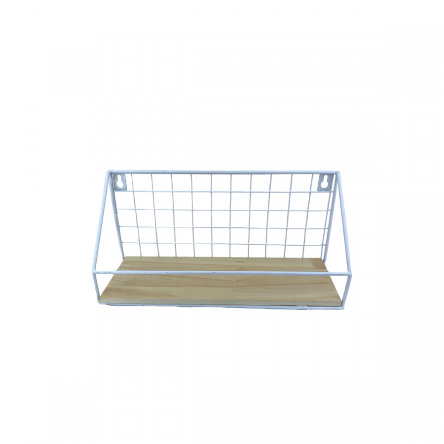 Repisa blanco, 29cm, hierro forjado y madera