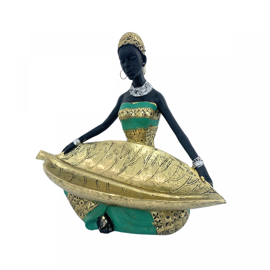 Figura decorativa mujer africana, 21.5cm