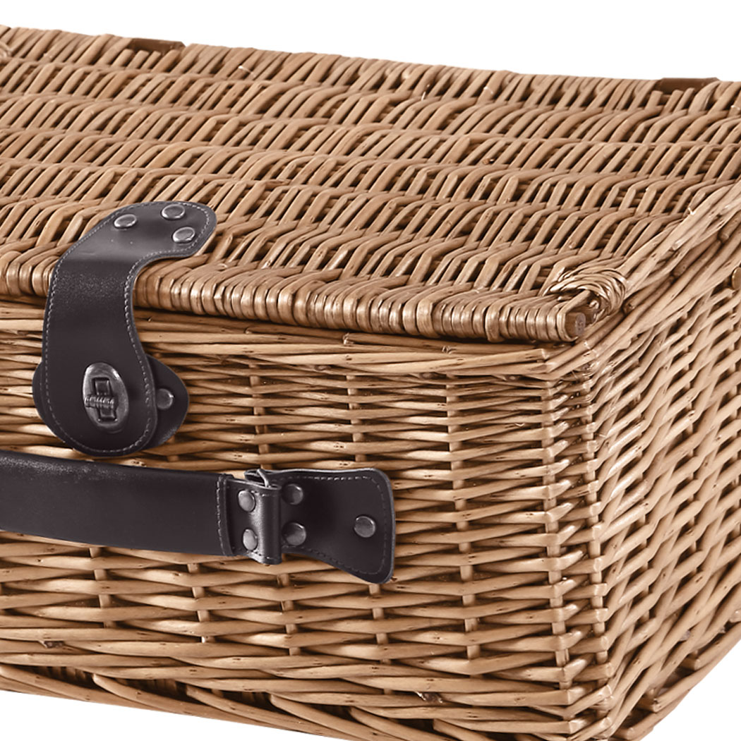 Picnic Basket 2/4 Person Insulated Baskets Set Wicker Outdoor Blanket