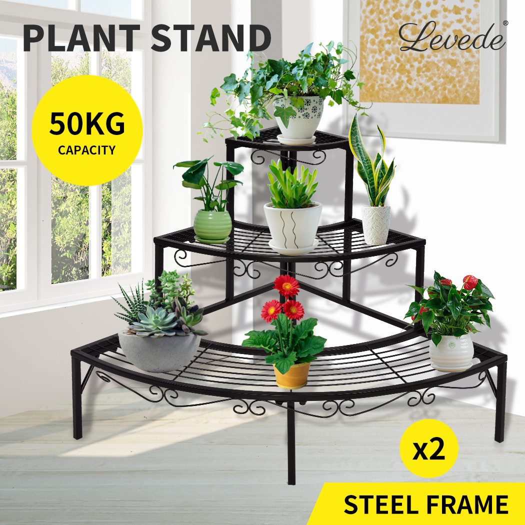 Plant Stand Outdoor Indoor Garden Metal 3 Tier Pot Planter Shelves
