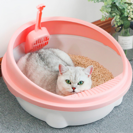 Arenero para gato blanco/rosado, 22xØ50cm