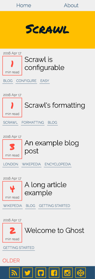 Scrawl home page example