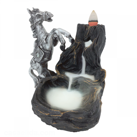 Quemador de incienso cascada plateado, 16x14x16cm