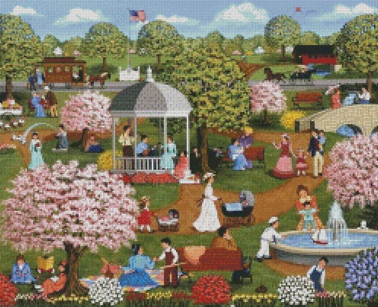 Sheila Lee cross-stitch - Mothers Day at the Park