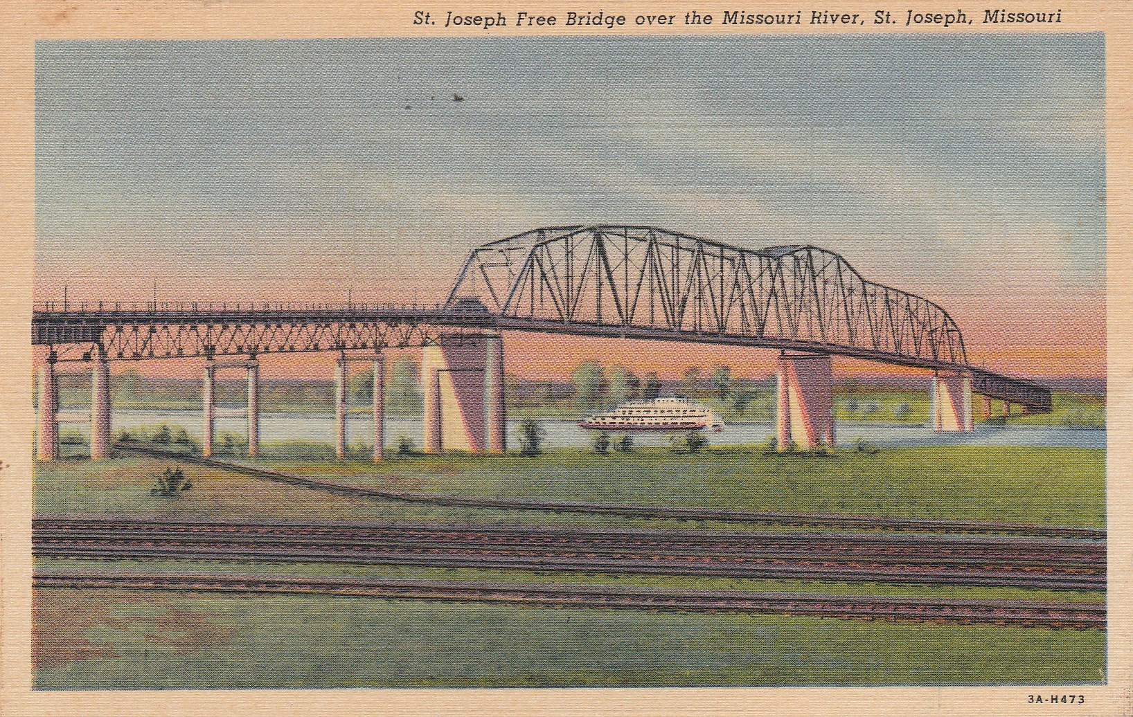 Missouri River Bridge Postcard