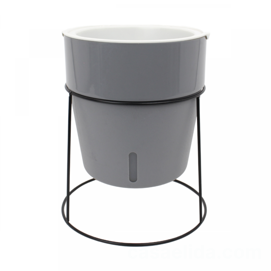 Macetero autorregante gris oscuro, 23xØ18cm