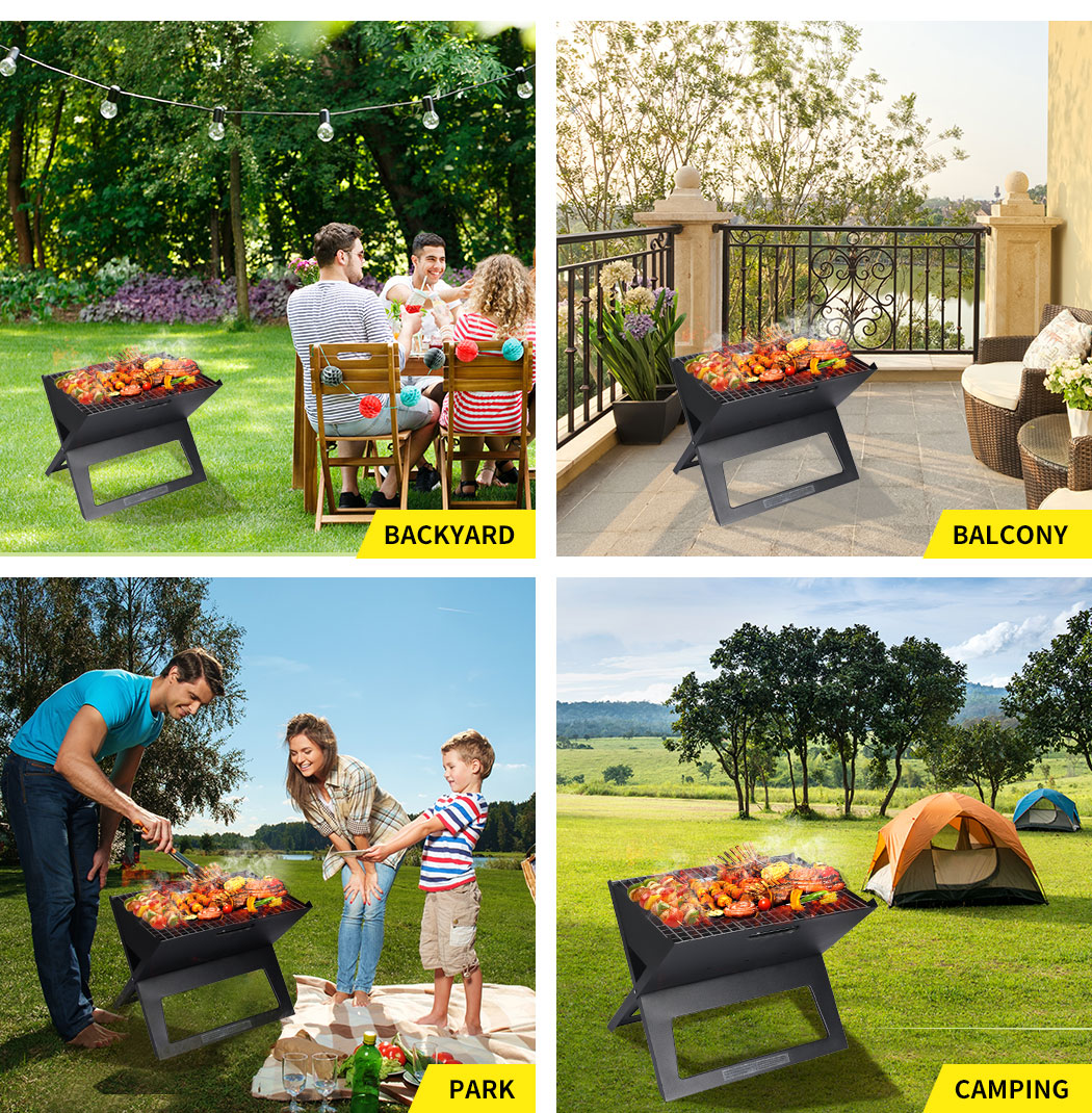 Charcoal BBQ Grill Portable Hibachi Barbecue Outdoor Foldable Camping Picnic - Picture 33 of 69