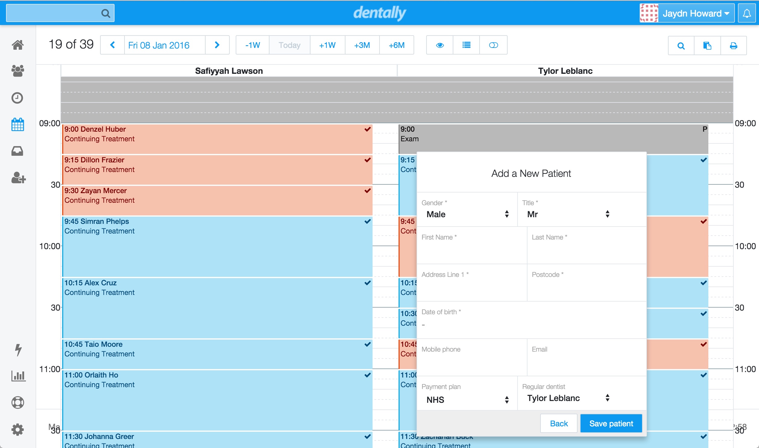 Calendar - Add a New Patient