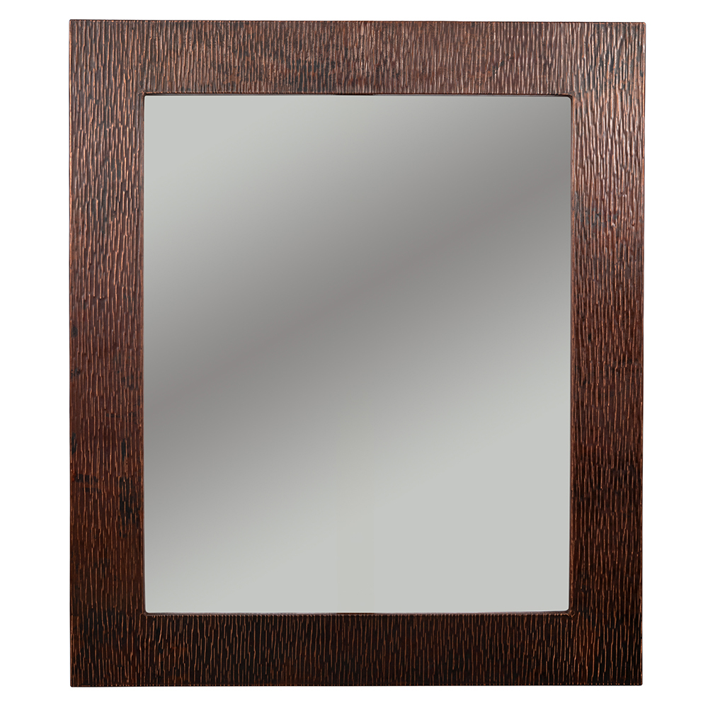 Premier Copper Products 36" Hand Hammered Rectangle Copper Mirror with Tree Design, MFREC3631-TR