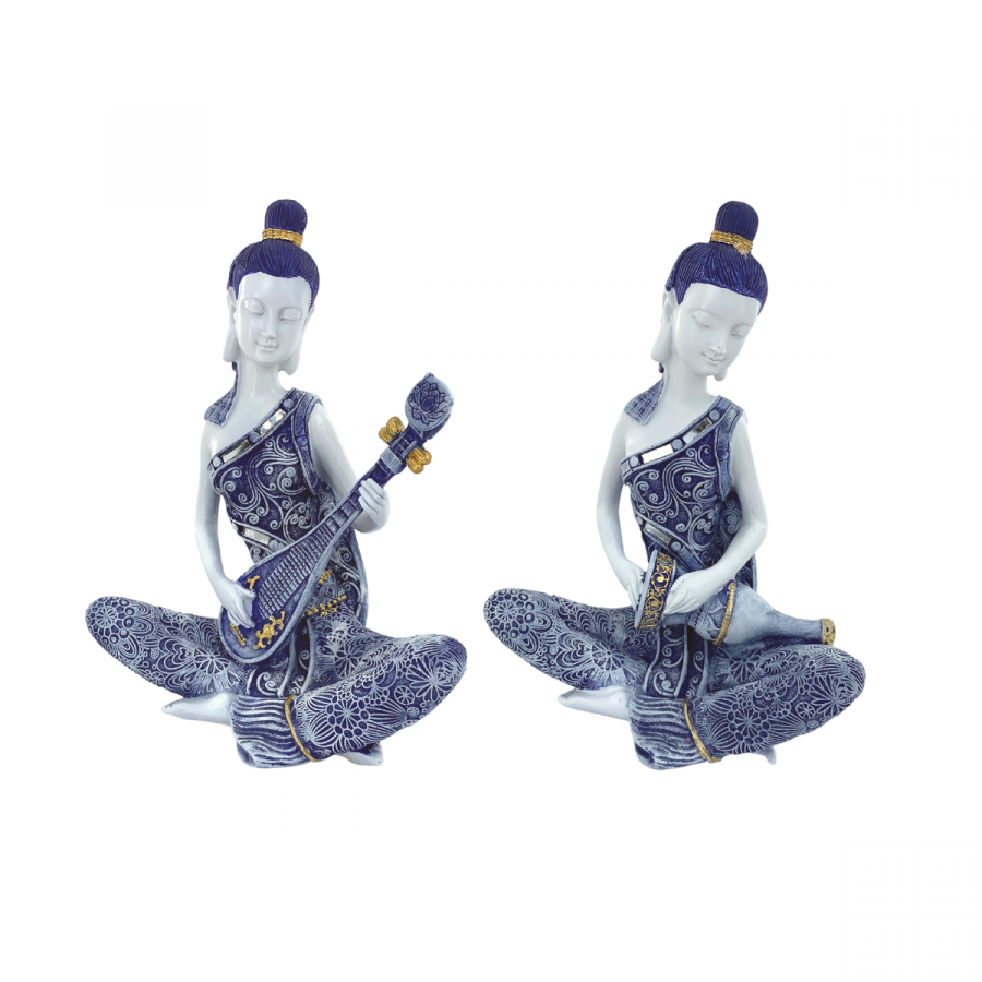 Figura decorativa budas músicos, 2 piezas, 19cm