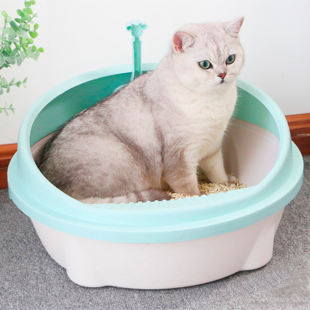 Arenero para gato blanco/verde claro, 22xØ50cm