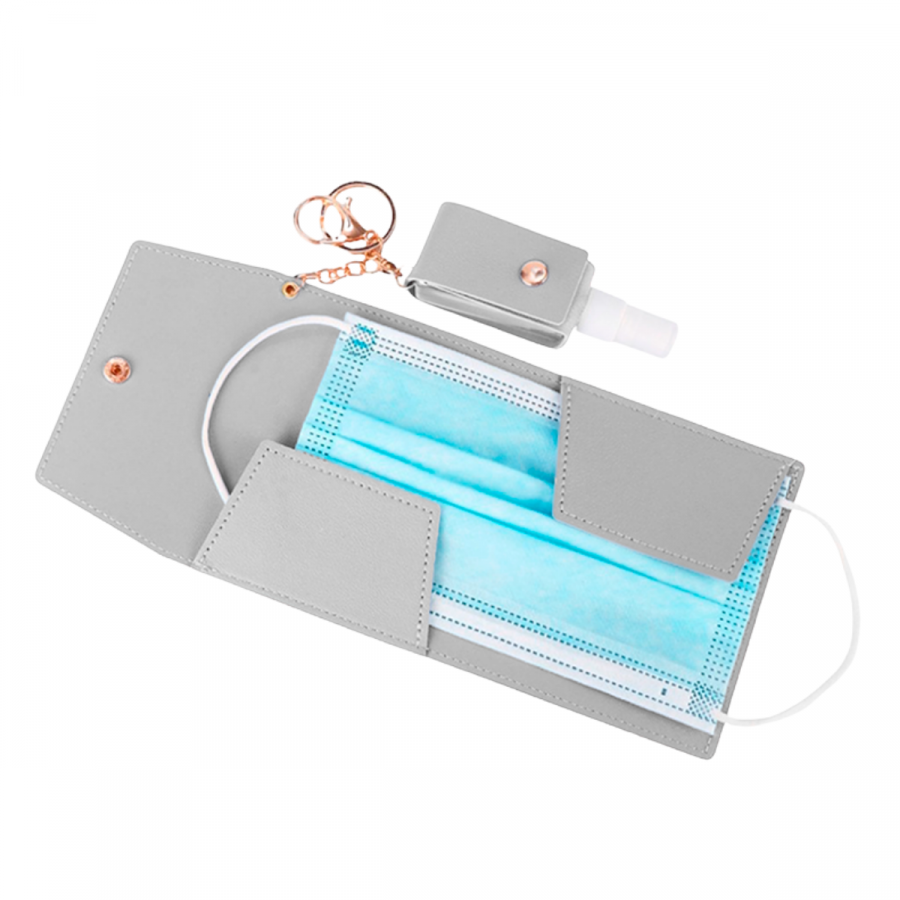 Funda porta mascarilla gris claro