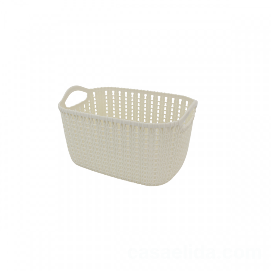 Canasta organizadora crema, 14x24.5x17cm