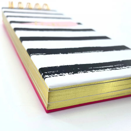 Libreta de notas dorado/b&n, 21x8cm