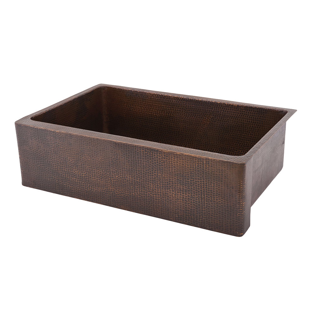 Premier Copper Products 33" Copper Farmhouse Sink, Oil Rubbed Bronze, KASDB33229