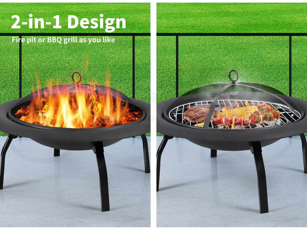 22" 30" Fire Pit BBQ Grill Pits Outdoor Portable Fireplace Garden Patio Heater - Picture 14 of 33