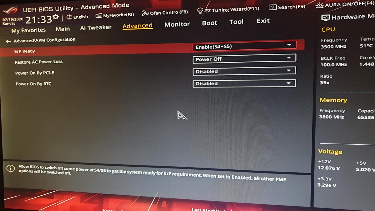 ASUS ROG Strix X570-E - ErP is not functioning as intended