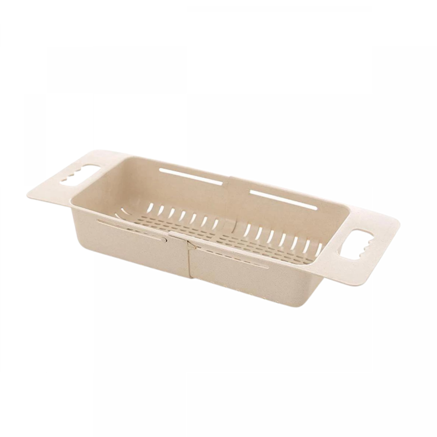 Escurridor retráctil para frutas y verduras beige, 8x48x19cm