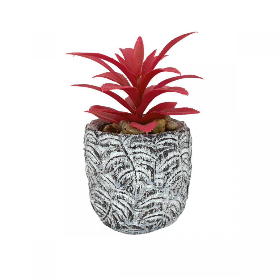 Suculenta artificial + maceta neoregelia, rojo, 13cm