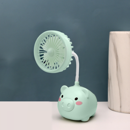 Ventilador portátil con porta lápices verde, 22.5x9.5x12cm