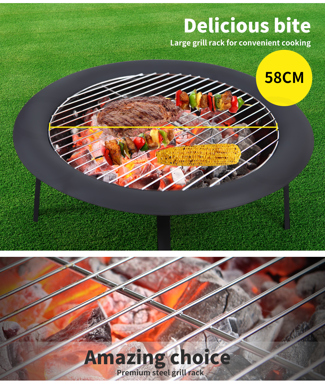 22" 30" Fire Pit BBQ Grill Pits Outdoor Portable Fireplace Garden Patio Heater - Picture 30 of 33