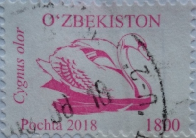 узбекистан 2018 лебедь розовый 1800