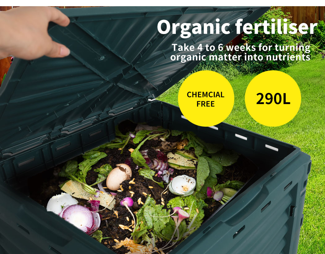 290L Compost Bin Food Waste Recycling Composter Kitchen Garden
