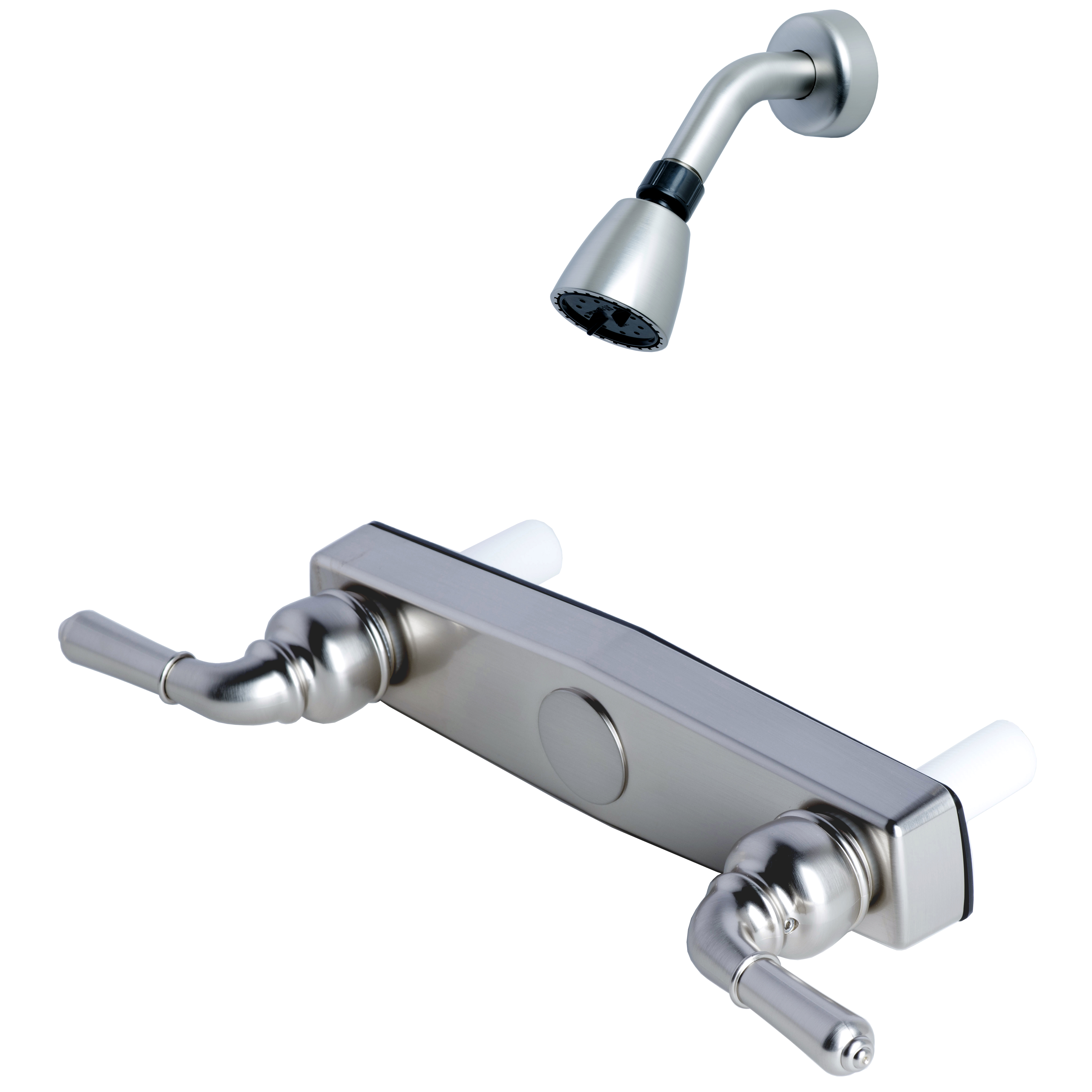 Mobile Home Two Handle 8" Shower Faucet Valve with Shower Head Brushed