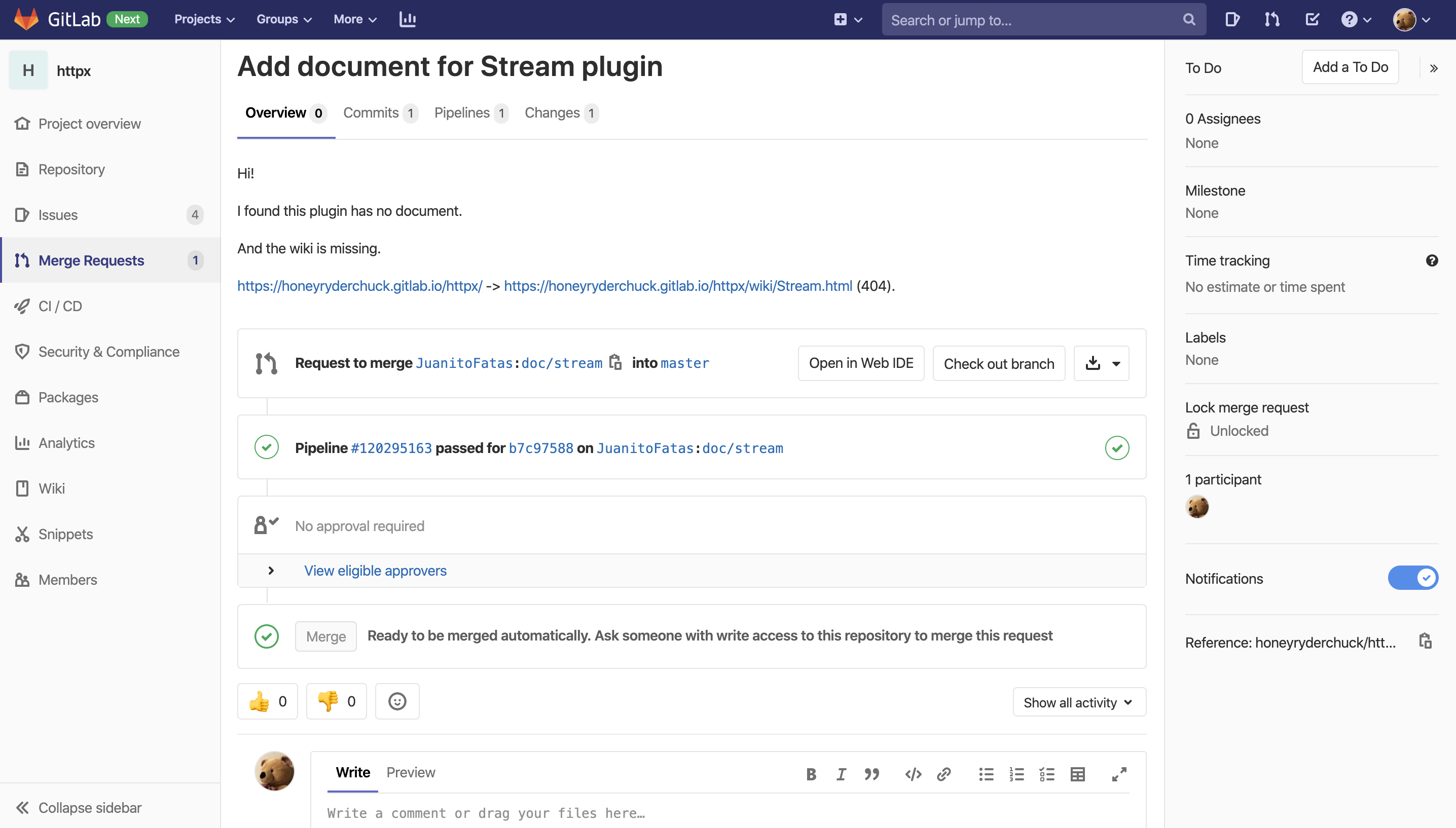 GitLab’s MR page