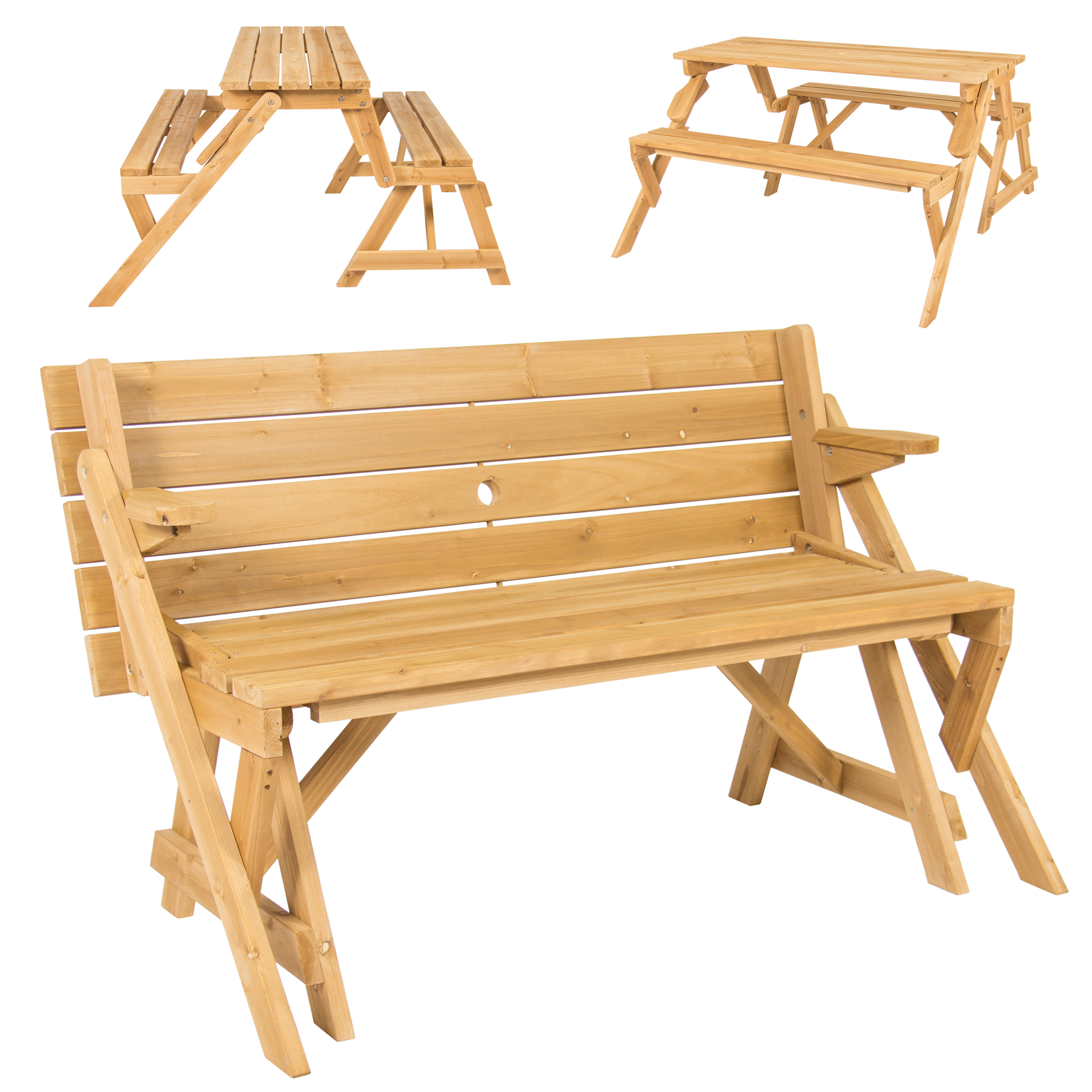 BCP 2-in-1 Outdoor Interchangeable Picnic Table / Garden Bench Wood | eBay