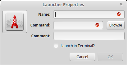17). Launcher Properties window opens up