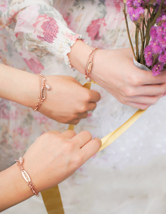 3 into the group bridesmaid bracelet*rose pink opal happiness happiness*customized lettering * girlfriend gift - Bracelets - Gemstone