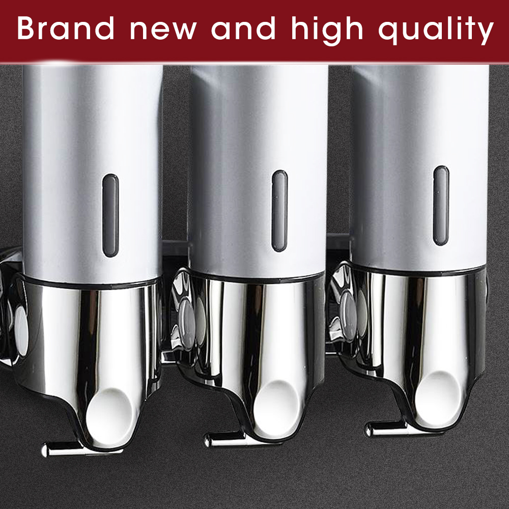 3 Bottles Bathroom Shower Soap Shampoo Gel Dispenser Pump Wall 1500ml