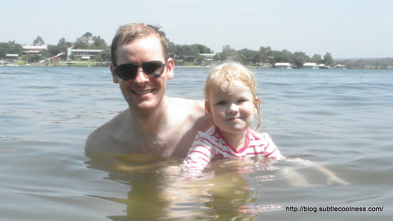 William and Emily swimming in the lake.