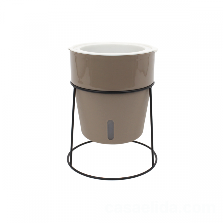 Macetero autorregante café claro, 19xØ15cm