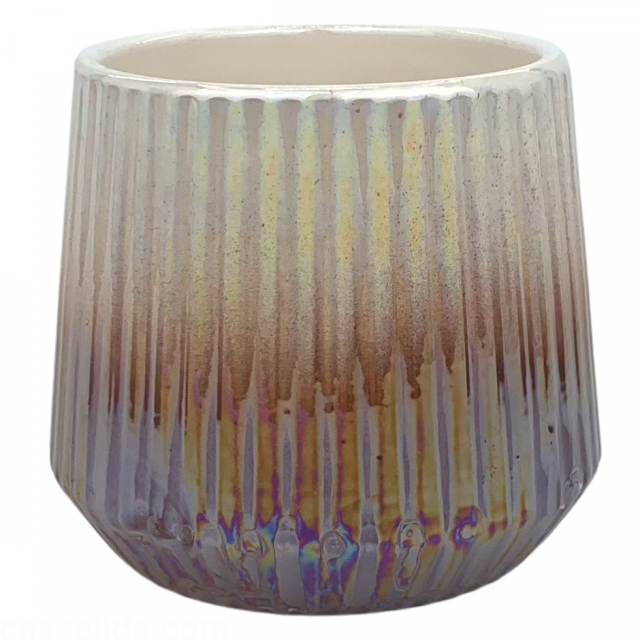 Maceta decorativa tornasol café, 10xØ11cm, cerámica