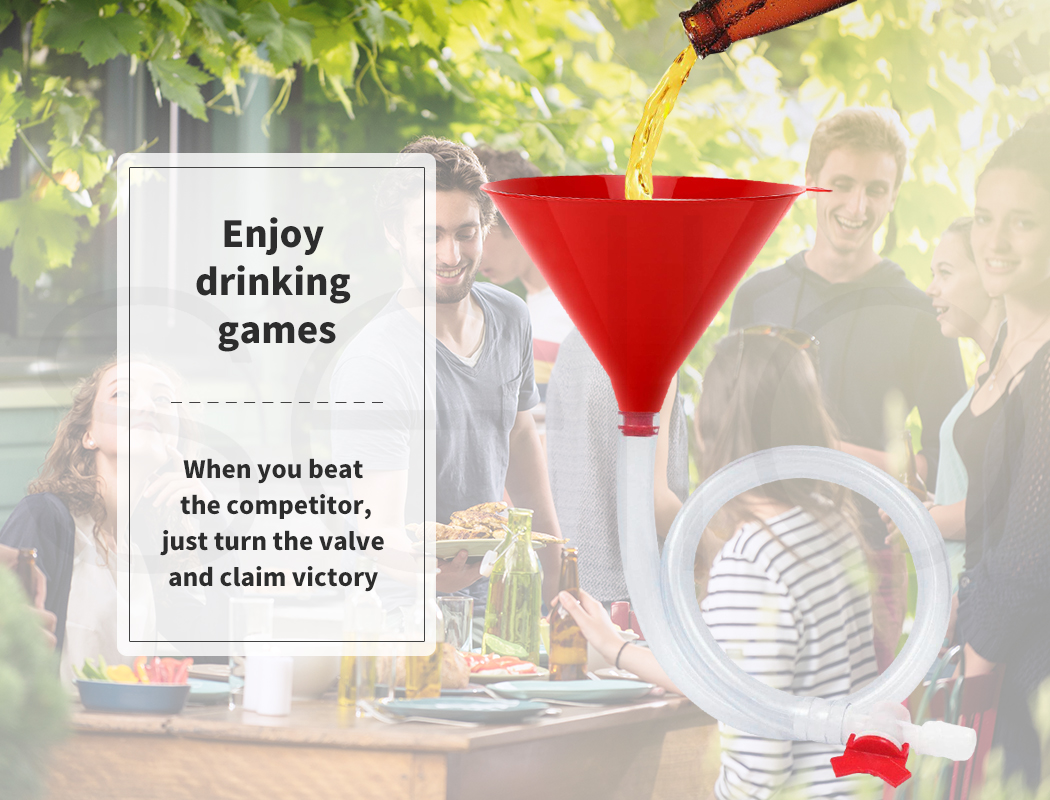 Beer Bong Funnel Party Drinking Games Alcohol Booze Scull Hose Tube
