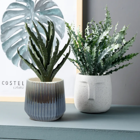 Maceta decorativa tornasol gris oscuro, 10xØ11cm, cerámica