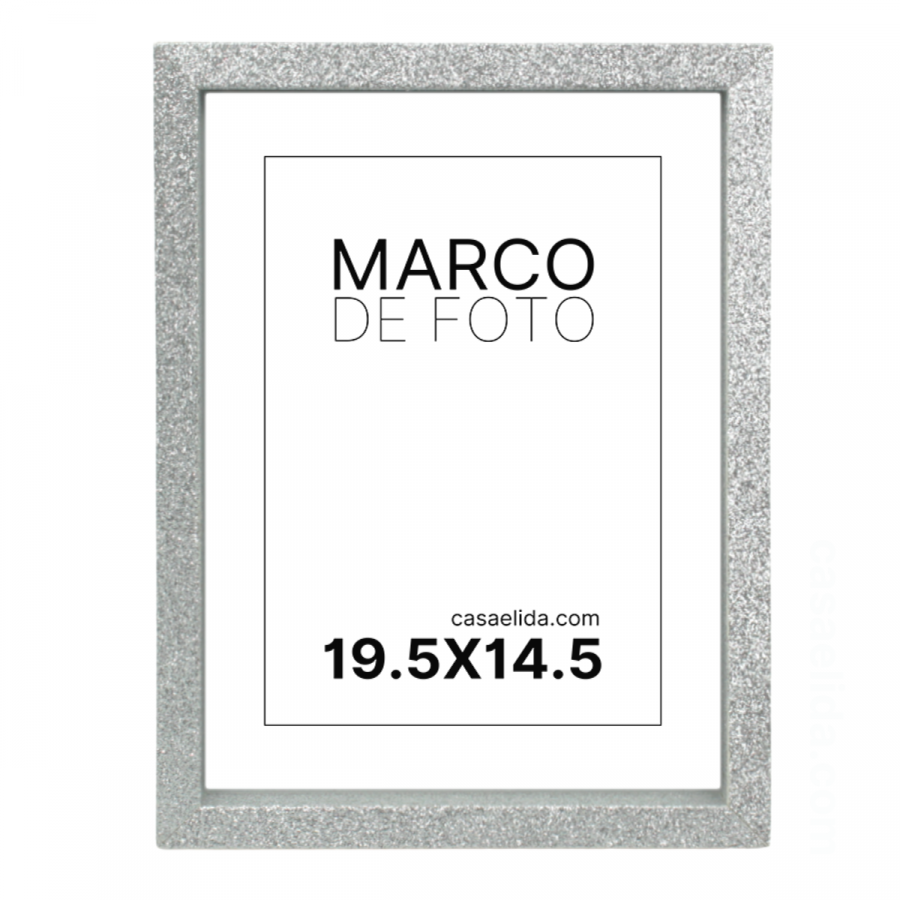 Marco de foto color plateado, 22x17cm, madera mdf