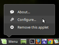 Right click menu and select configure