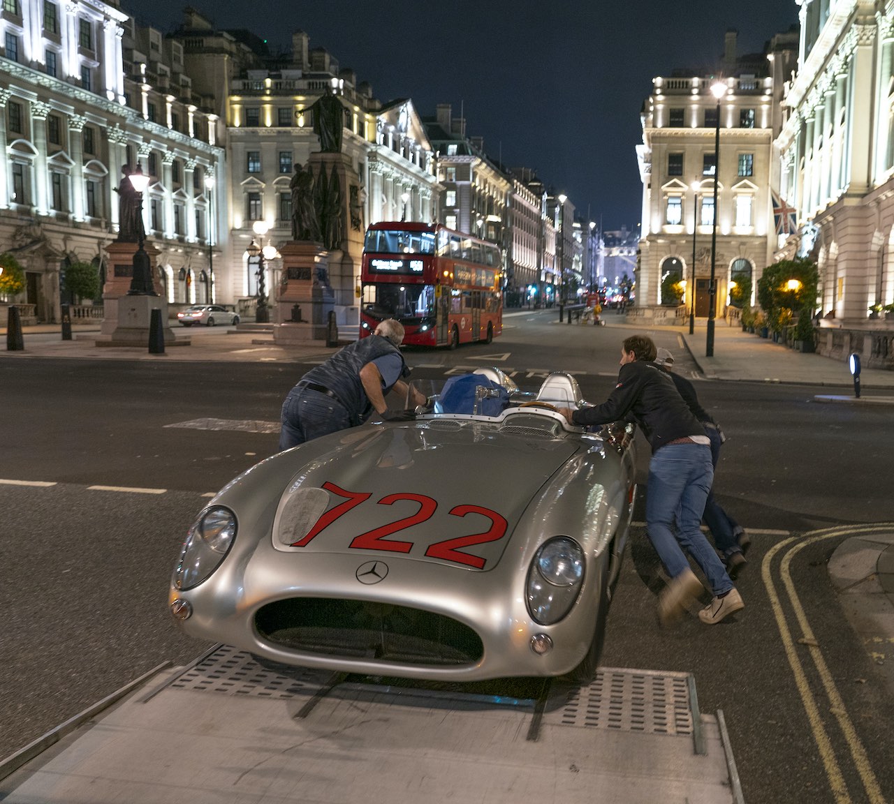 Stirling Moss's Mercedes-Benz 300 SLR in final drive through London