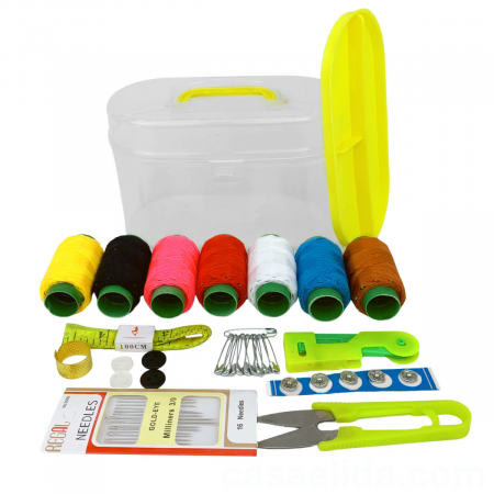 Kit de costura amarillo, 9x14.5x8.5cm