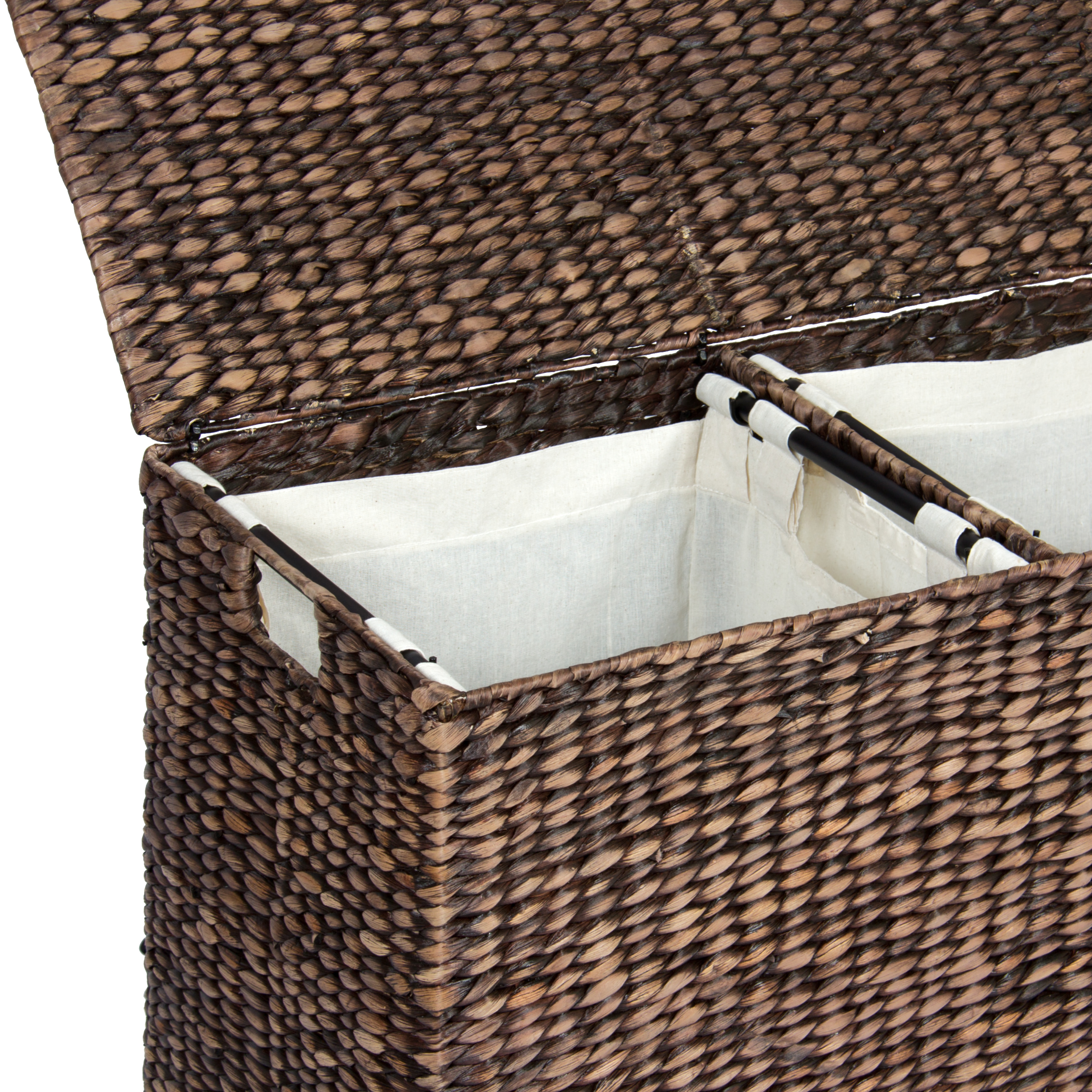 BCP Extra Large Water Hyacinth Double Laundry Hamper Basket w/ 2 Liner