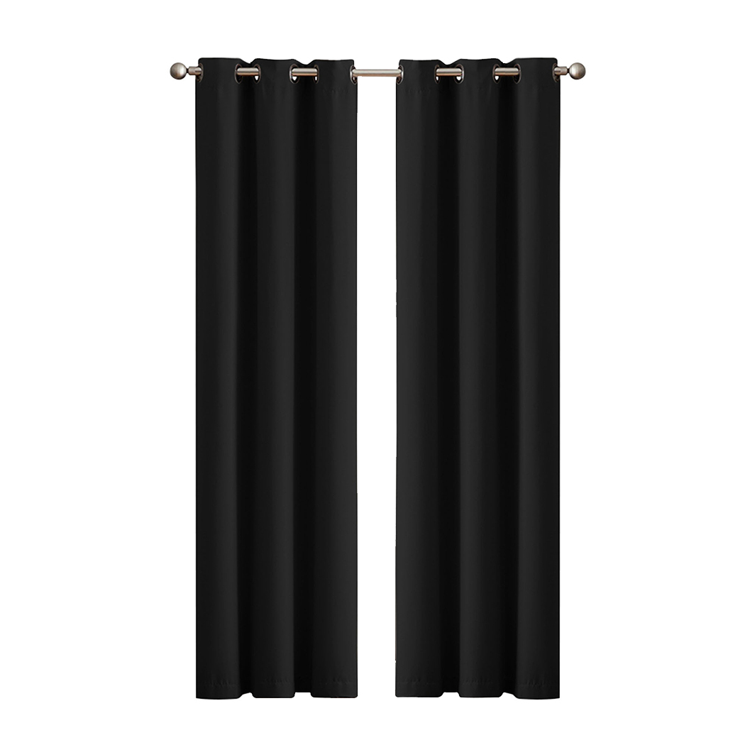 TopSellers-Blackout Curtains Panels 3 Layers Black - Noise Insulation & UV Protection