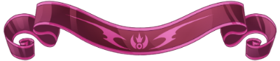 A pink and symetrical waving banner with the Arcane symbol in the center