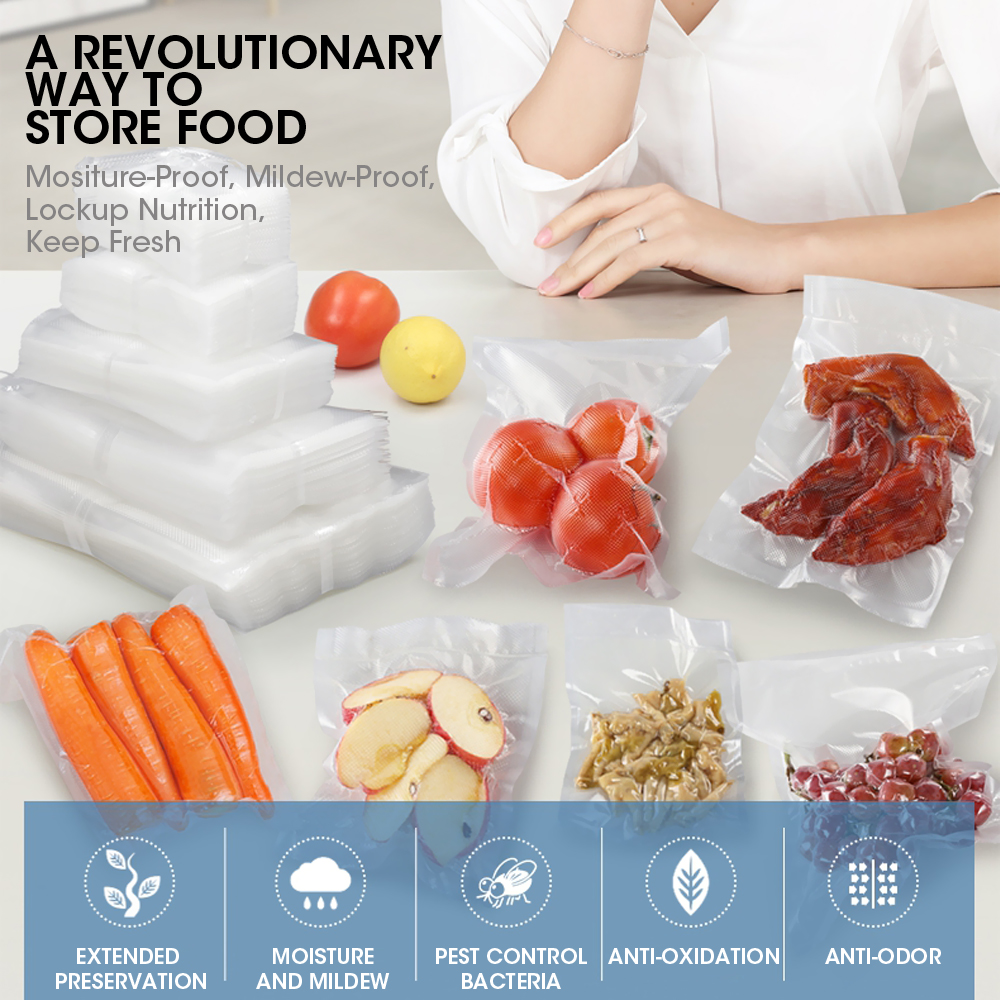 100/200/500x Vacuum Food Sealer Rolls Storage Bags Saver Seal