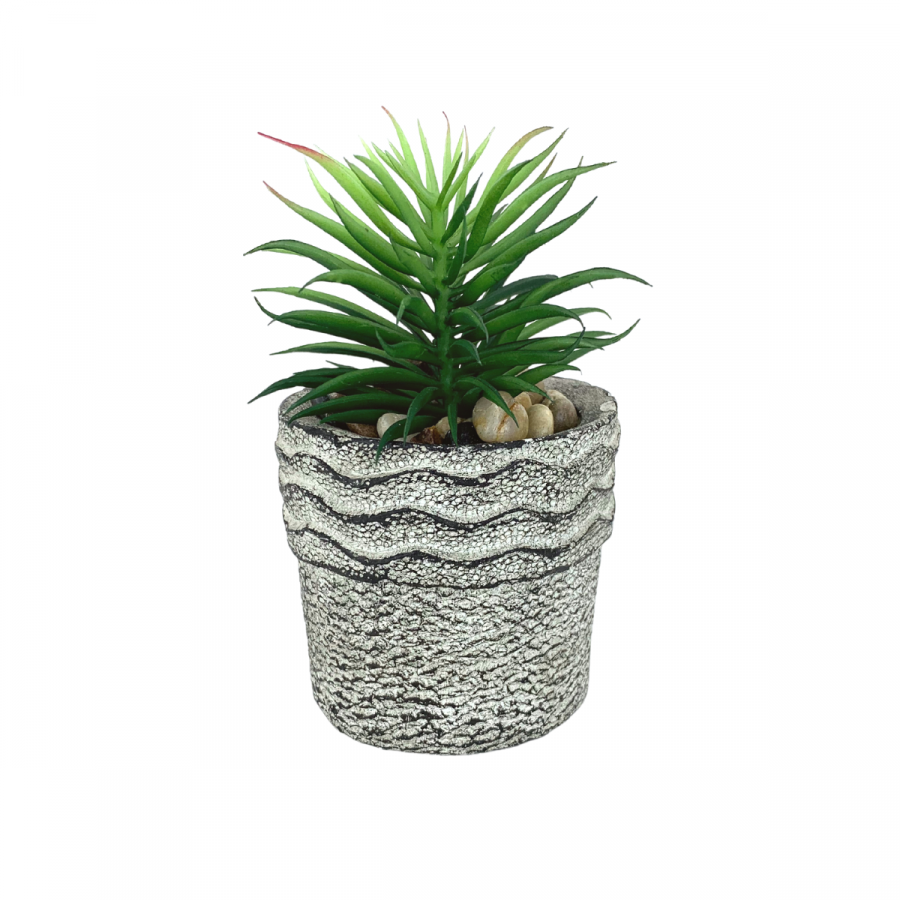 Suculenta artificial + maceta ferreyrae, verde, 14cm